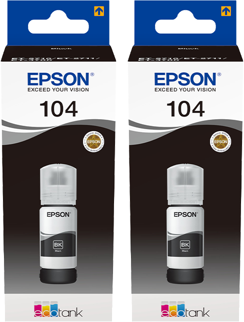 Aanbieding Epson 104 Inktflesjes Zwart Duo Pack (cartridges)