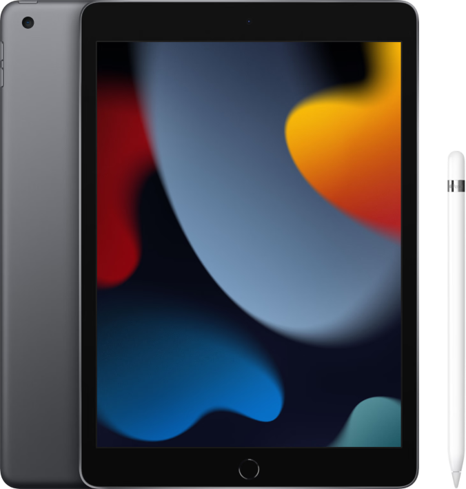 Aanbieding Apple iPad (2021) 10.2 inch 64GB Wifi Space Gray + Apple Pencil (1e generatie) (tablets)