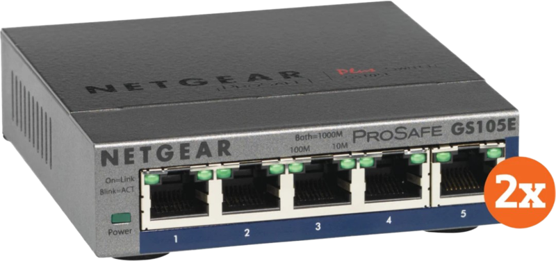 Aanbieding Netgear GS105E ProSafe Plus Duo Pack (netwerk switches)