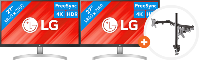Aanbieding 2x LG 27UL500 + NewStar FPMA-D550DBLACK (monitoren)