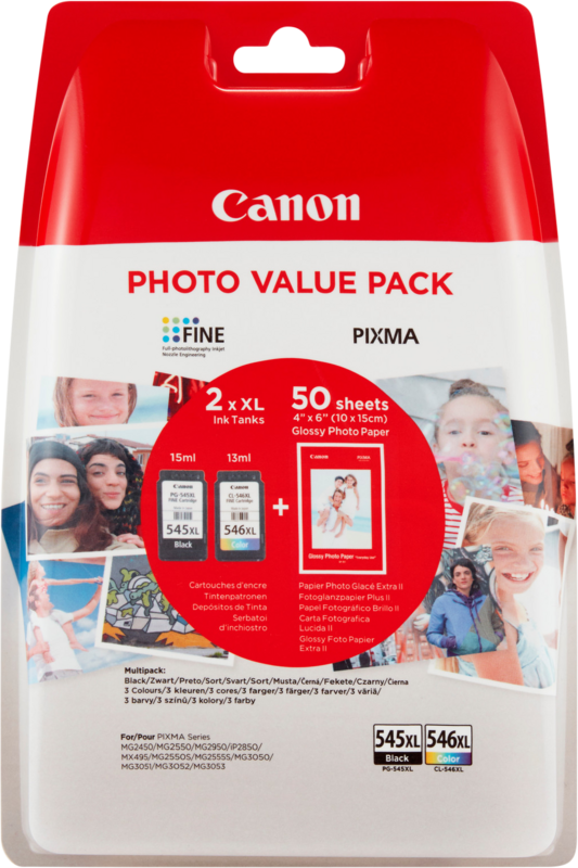 Aanbieding Canon PG545XL/CL546XL + Canon GP-501 Fotopapier (cartridges)