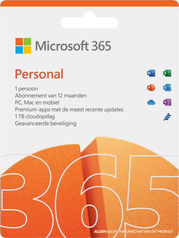 Aanbieding Microsoft Office 365 Personal NL Abonnement 1 jaar (office software)
