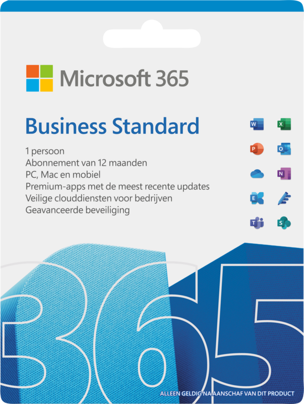 Aanbieding Microsoft Office 365 Business Standard EN 1 jaar Abonnement (office software)