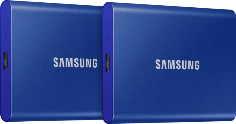 Aanbieding Samsung Portable SSD T7 500GB Blauw  - Duo Pack (externe ssd's)
