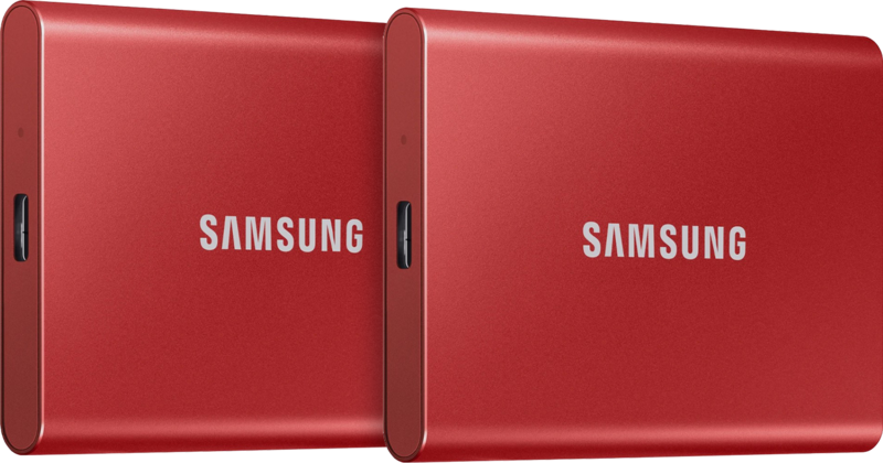 Aanbieding Samsung Portable SSD T7 500GB Rood - Duo Pack (externe ssd's)