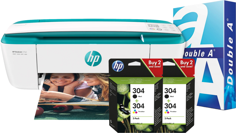 Aanbieding HP Deskjet 3762 + 2 sets extra inkt + 500 vellen A4 papier (printers)