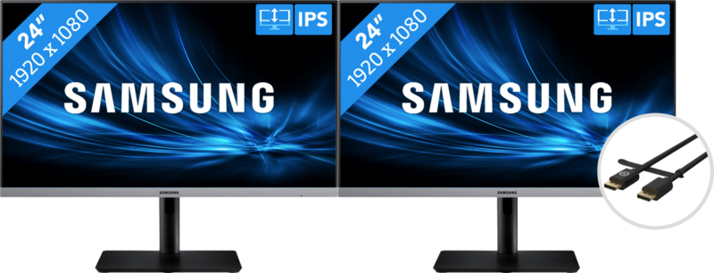 Aanbieding 2x Samsung LS24R650 + BlueBuilt DisplayPort 1.4 Kabel 3 Meter (monitoren)