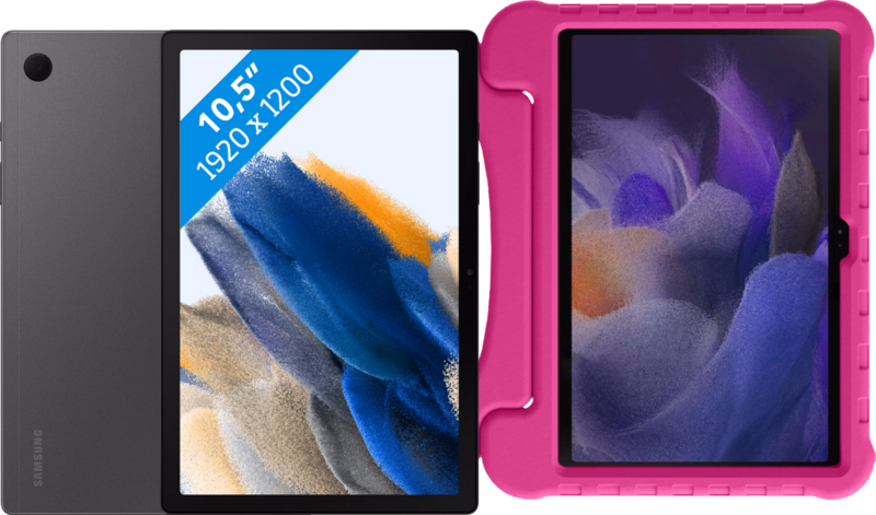 Aanbieding Samsung Galaxy Tab A8 32GB Wifi + 4G Grijs + Just in Case Kids Cover Roze (tablets)