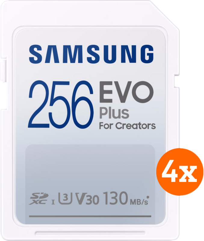 Aanbieding Samsung EVO Plus SDXC 256GB - Quatro Pack (geheugenkaarten)