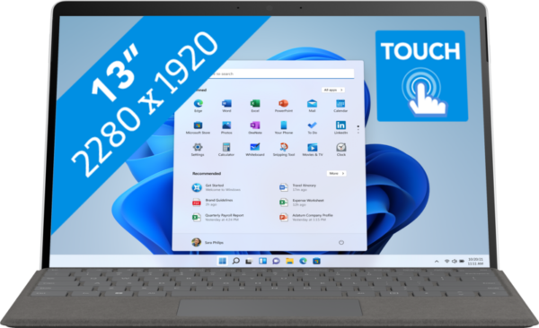 Aanbieding Microsoft Surface Pro X  SQ2/16/256 Platinum (W11) (laptops)