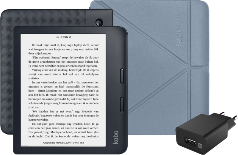 Aanbieding Kobo Libra 2 Zwart + Accessoirepakket Blauw (e-readers)