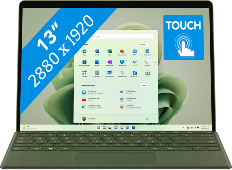 Aanbieding Microsoft Surface Pro 9 i5/8GB/256GB Forest (laptops)