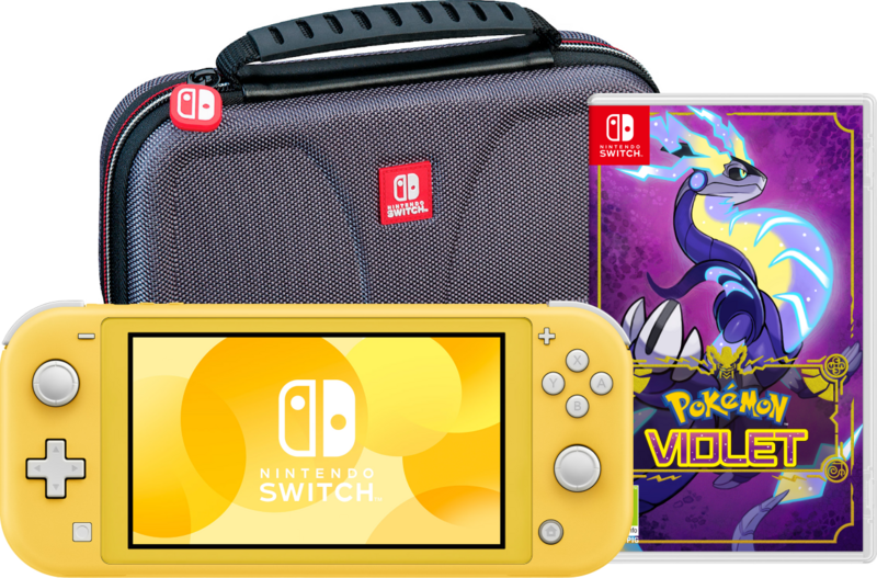 Aanbieding Nintendo Switch Lite Geel + Pokémon Violet + Bigben Beschermtas (consoles)