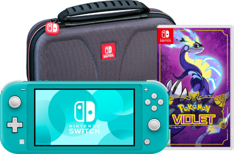 Aanbieding Nintendo Switch Lite Turquoise + Pokémon Violet + Bigben Beschermtas (consoles)