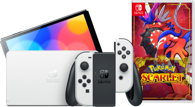Aanbieding Nintendo Switch OLED Wit + Pokémon Scarlet (consoles)