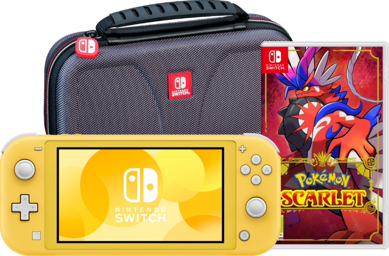 Aanbieding Nintendo Switch Lite Geel + Pokémon Scarlet + Bigben Beschermtas (consoles)