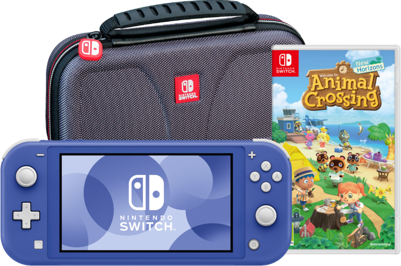 Aanbieding Nintendo Switch Lite Blauw + Animal Crossing New Horizons + Bigben Beschermtas (consoles)
