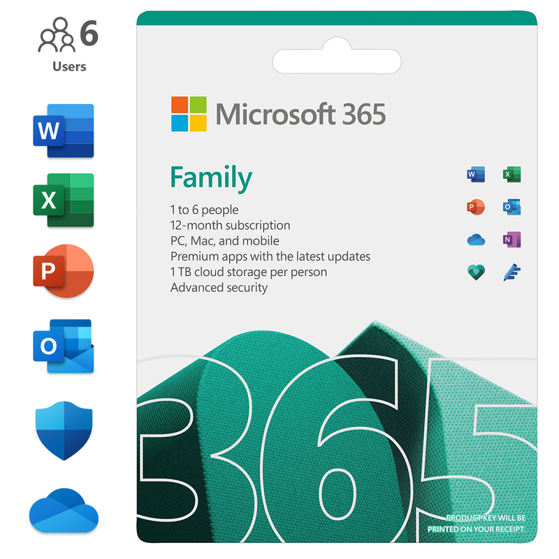 Aanbieding Microsoft Office 365 Family EN Abonnement 1 jaar (office software)