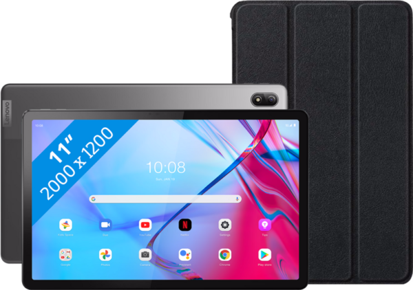 Aanbieding Lenovo Tab P11 128GB Wifi + 5G Grijs + Just in Case Smart Tri-Fold Book Case Zwart (tablets)