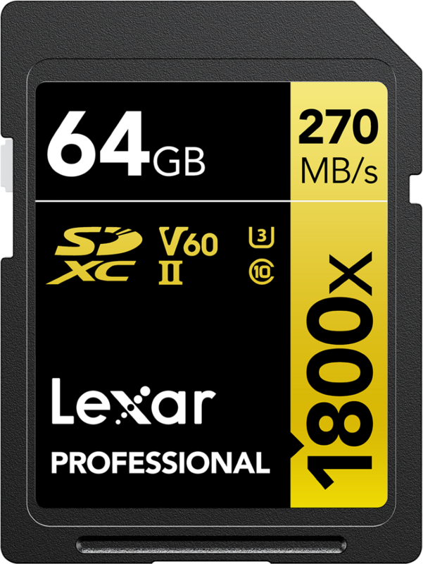 Aanbieding Lexar SD Pro Gold Series UHS-II 1800x 64GB V60 (geheugenkaarten)