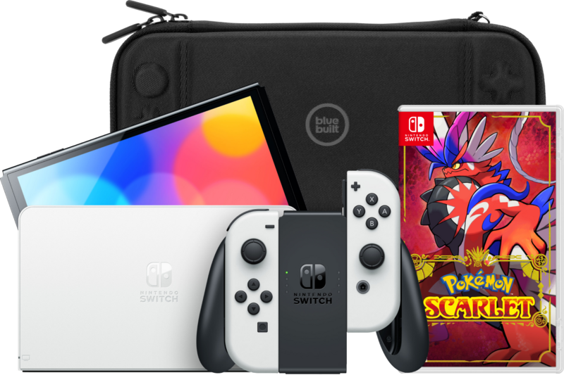 Aanbieding Nintendo Switch OLED Wit + Pokémon Scarlet + Bluebuilt Travel Case (consoles)