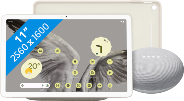 Aanbieding Google Pixel Tablet 128GB Wifi Crème + Pixel Tablet Back Cover Crème + Nest Mini Wit (tablets)
