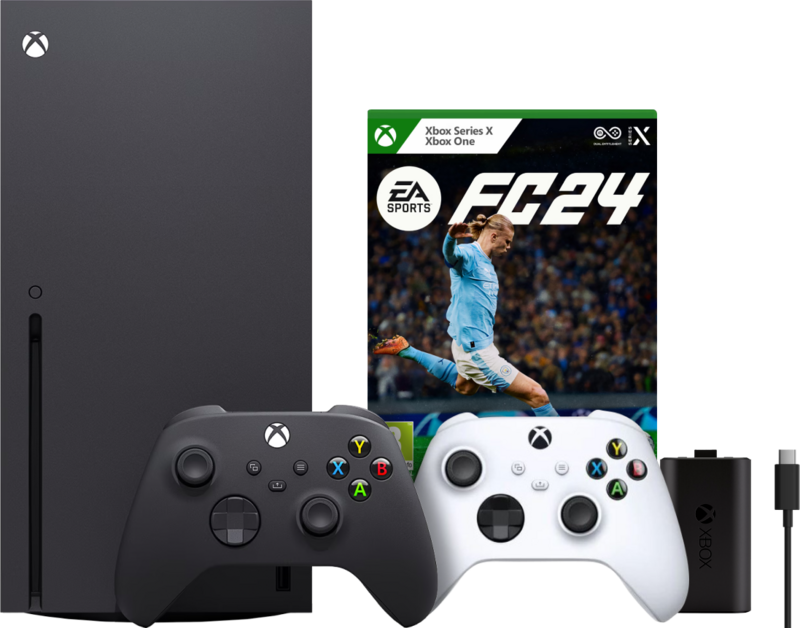 Aanbieding Xbox Series X + EA Sports FC 24 + Tweede Controller Wit + Play & Charge kit (consoles)
