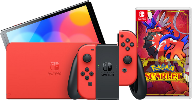 Aanbieding Nintendo Switch OLED Super Mario Editie + Pokémon Scarlet (consoles)