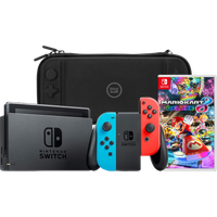 Koop Nintendo Switch Rood/Blauw + Mario Kart 8 Deluxe + BlueBuilt Beschermhoes - 6095612292275