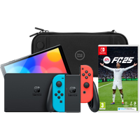 Koop Nintendo Switch OLED Blauw/Rood + EA Sports FC 25 + BlueBuilt Beschermhoes - 6151116913938