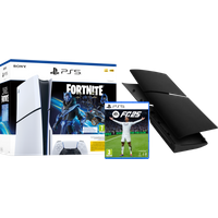 Koop PlayStation 5 Slim Disc Edition + Fortnite Voucher + FC 25 + Covers Zwart - 6151118327320