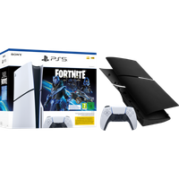 Koop PlayStation 5 Slim Disc Edition + Fortnite Voucher + Covers Zwart + Extra Controller Wit - 6151118341357