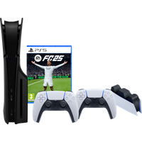 Koop PS5 Slim Disc Edition + FC 25 + Covers Zwart + Extra Controller Wit + Oplaadstation - 6151116886867