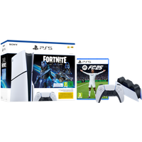 Koop PS5 Slim Disc Edition + Fortnite Voucher + FC 25 + Extra Controller Wit + Oplaadstation - 6151118326347