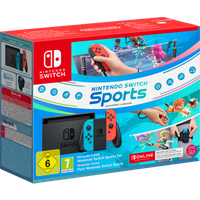 Koop Nintendo Switch Rood/Blauw + Switch Sports + 12 maanden Nintendo Switch Online - 0045496453992