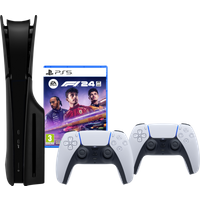 Koop PlayStation 5 Slim Disc Edition + F1 24 + Covers Zwart + Extra Controller Wit - 6151116157127