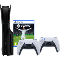 Koop PlayStation 5 Slim Disc Edition + FC 25 + Covers Zwart + Extra Controller Wit - 6151116881855