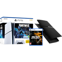 Koop PlayStation 5 Slim Disc Edition + Fortnite Voucher + Black Ops 6 + Covers Zwart - 6151118311381