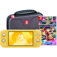 Koop Nintendo Switch Lite Geel + Mario Kart 8 Deluxe + Bigben Beschermtas - 6095610144101