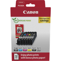 Koop Canon PGI-530/CLI-531 Cartridges + Fotopapier bundel - 8714574683126