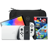 Koop Nintendo Switch OLED Wit + Super Mario Galaxy 1+2 + BlueBuilt Beschermhoes - 6151128766775